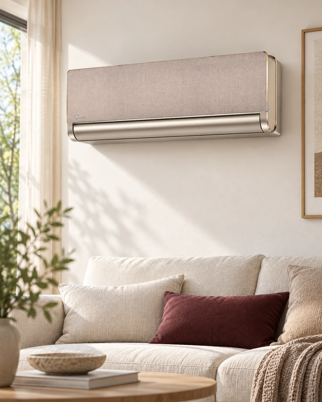 Aire acondicionado residencial Midea XT Golden en una sala